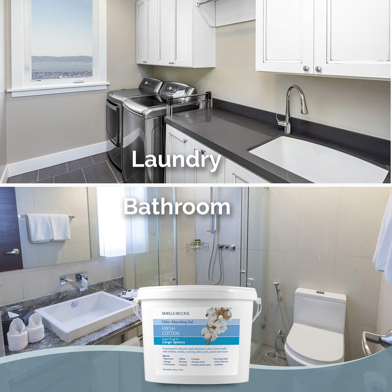 SMELLS BEGONE 1-Gallon Gel Odor Eliminator â€“ High-Capacity, Long-Lasting Odor Absorber for Large Basements, Garages, Workshops & Commercial Areas â€“ Removes Odors with Essential Oils (Fresh Cotton) - Image 5